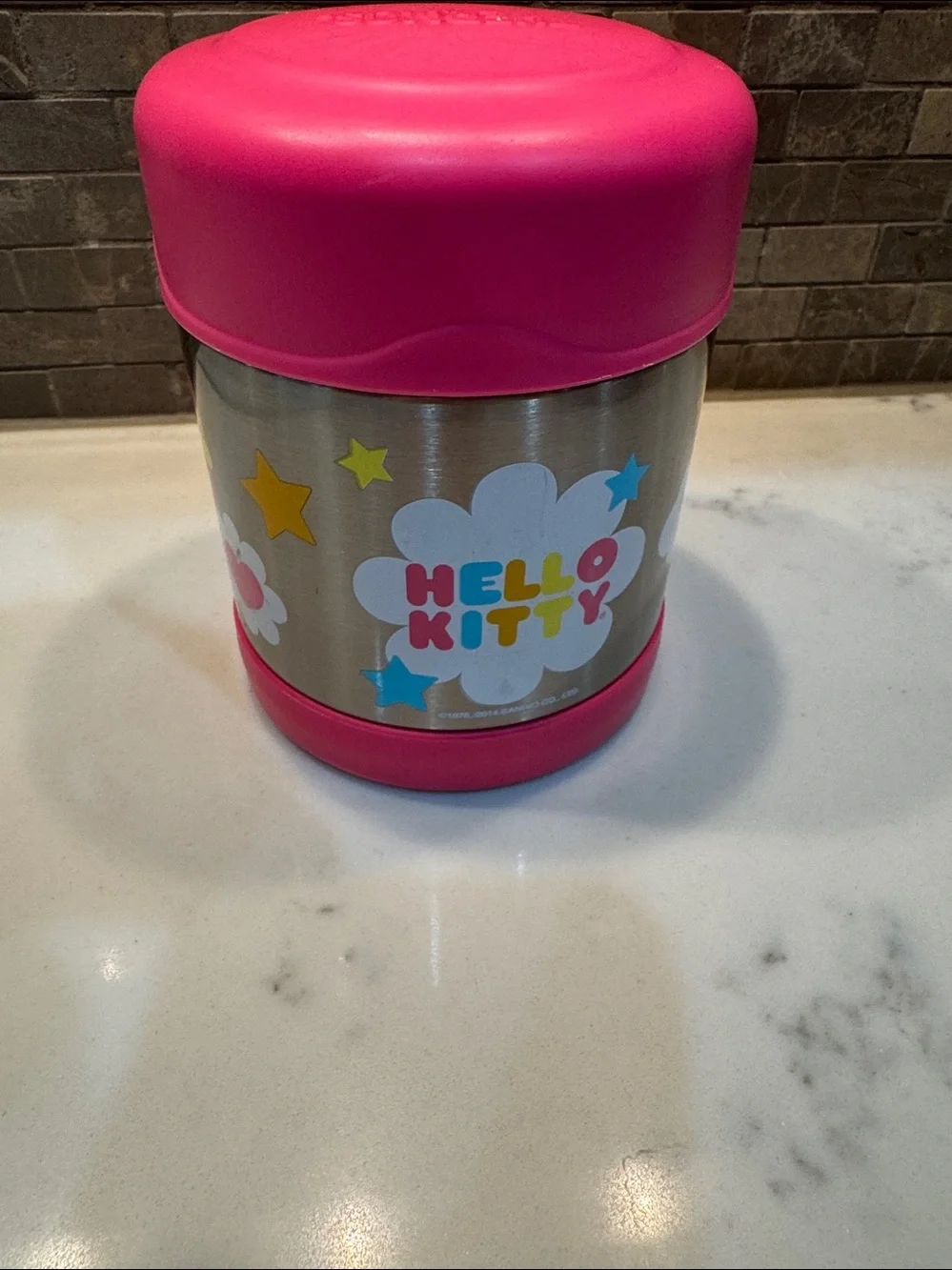 Hello Kitty Pink Stainless Steel Snack Container with Stars